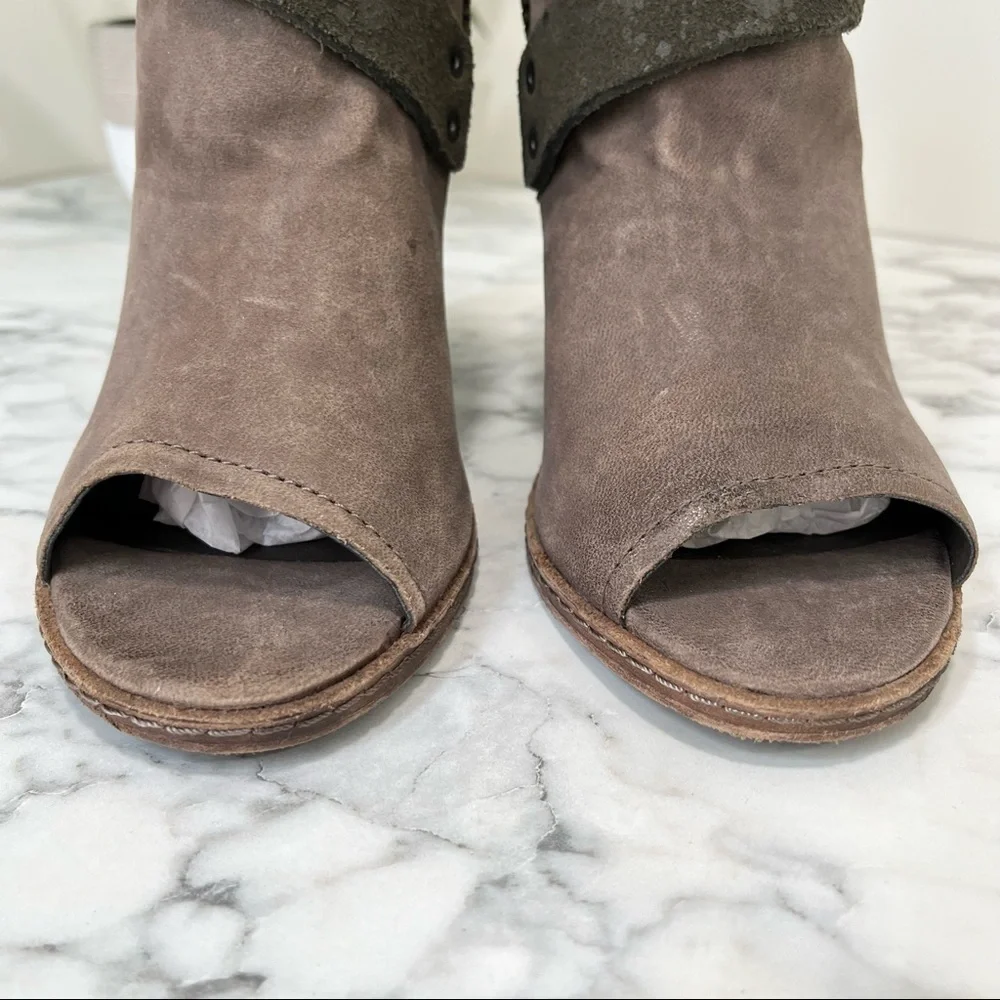 Dolce Vita brown distressed leather peep toe heeled ankle boots sandals 7.5